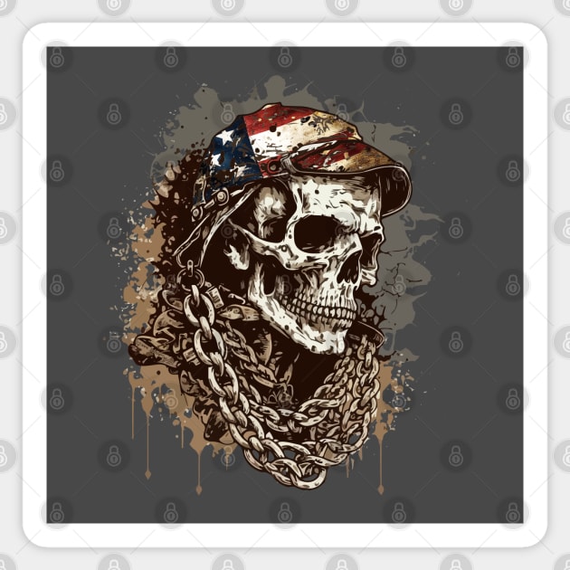 USA Military Veteran American Patriotic Skull Sticker by Dibble Dabble Designs